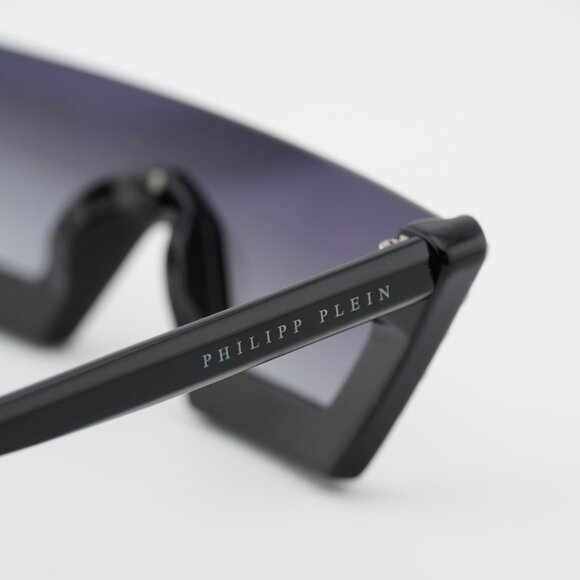 Philipp Plein SPP031S 0700 Sunglasses Black Shield Frame, Grey Lenses - Picture 6 of 11